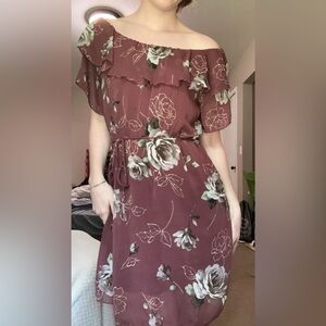 Maroon Floral Dress